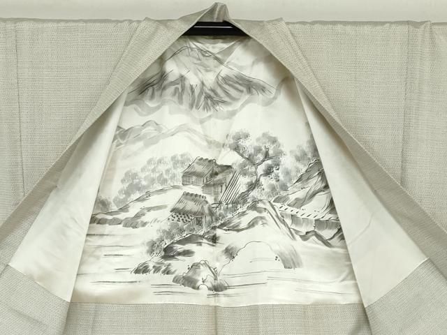 平和屋着物○男性 本場大島紬 白大島 アンサンブル 長羽織 100亀甲 総