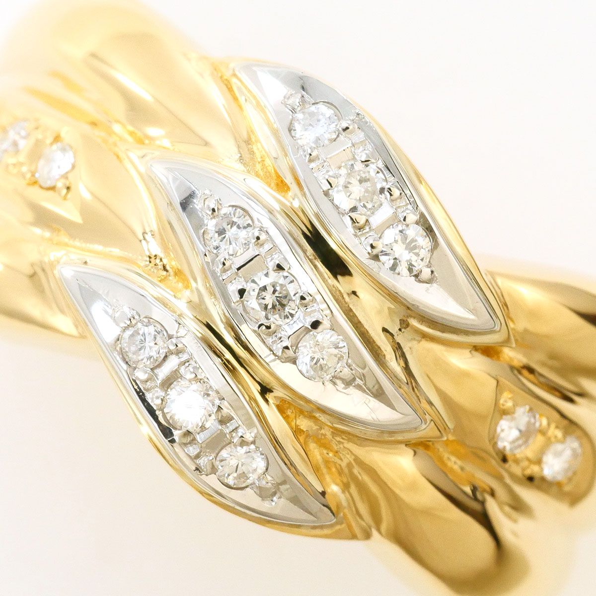 リング 指輪 PT900 プラチナ K18YG 9.5号 ダイヤ 0.13ct 鑑別書 総重量約6.7g