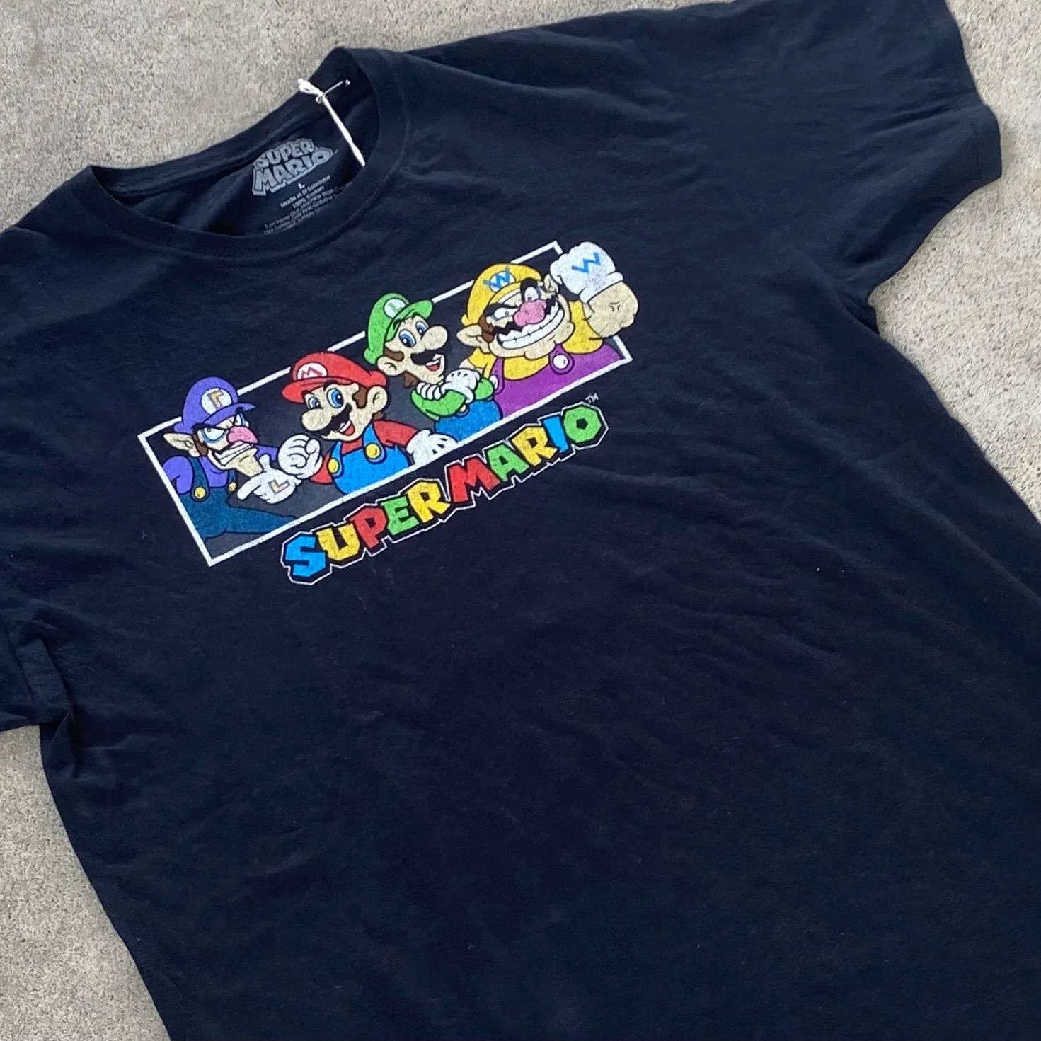 OLD】SUPER MARIO BROTHERS フロントプリントTシャツ 半袖 ブラック