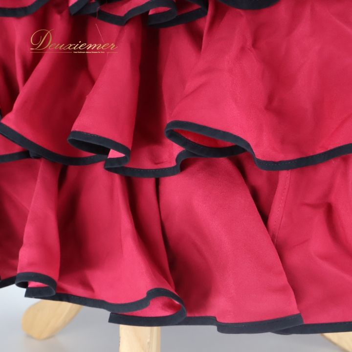 フラメンコ 衣装 トップス ファルダ ツーピース 赤 ピンク