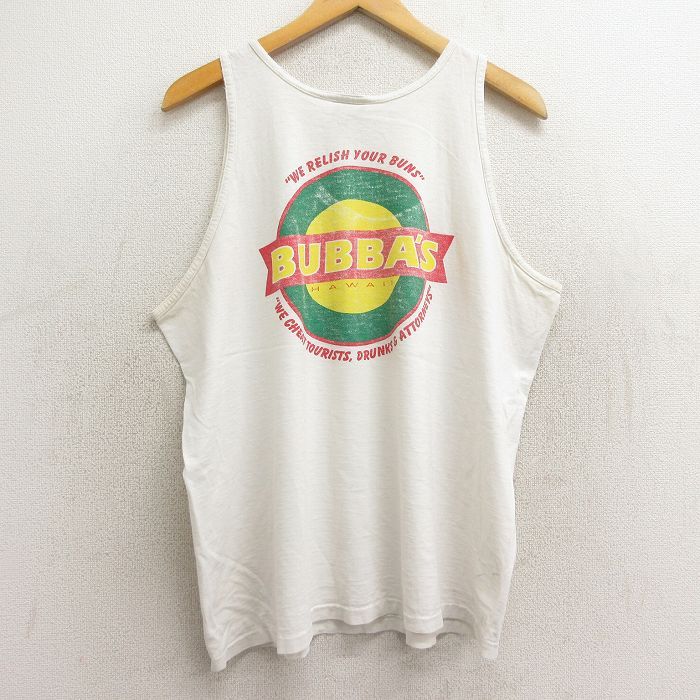 XL/古着 オニータ ONEITA ビンテージ タンクトップ メンズ 90s BUBBAS ハワイ コットン クルーネック 白 ホワイト 24jul13 中古