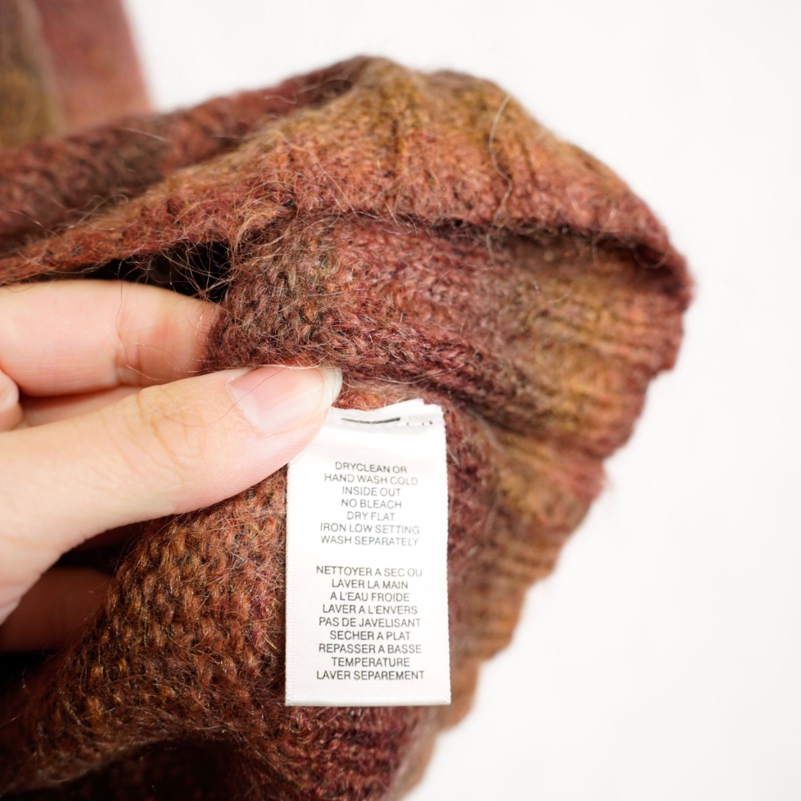 アメリカ古着グラデーションボーダー柄モヘアハーフジップニット