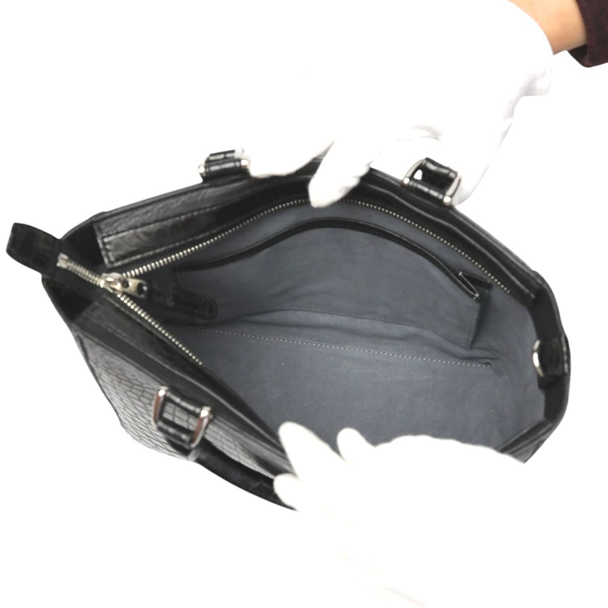 クロコダイル WYA-532015 ハンドバッグ ブラック CROCODILE 2WAY