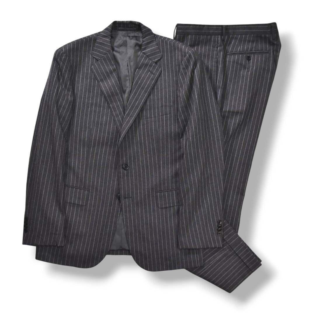 ア デイ イン ザ ライフ ユナイテッドアローズ a day in the life UNITED ARROWS 段返り 3B シングル スーツ セットアップ 上下 テーラード ジャケット スラックス パンツ 50 ピンストライプ グレー メンズ