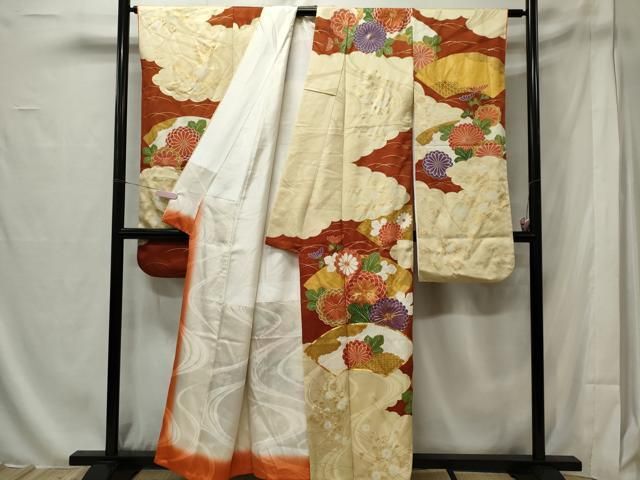 平和屋着物□豪華振袖 駒刺繍 絞り 雲取り吉祥花文 金彩 正絹