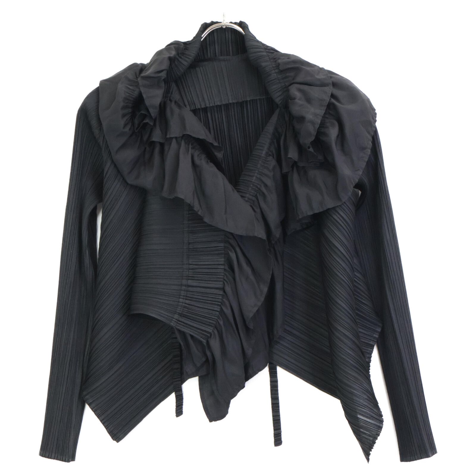 PLEATS PLEASE プリーツプリーズ PP63-JO546 ブラック フリル プリーツ カーディガン 3