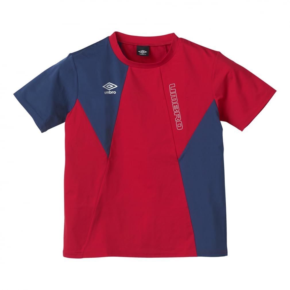 Size:130_Color:MRED [アンブロ] Tシャツ 【THE THIRD】 ジュニアフィールテック半袖プラクティスシャツ 吸汗，速乾，ストレッチ，サンスクリーン キッズ MRED 130