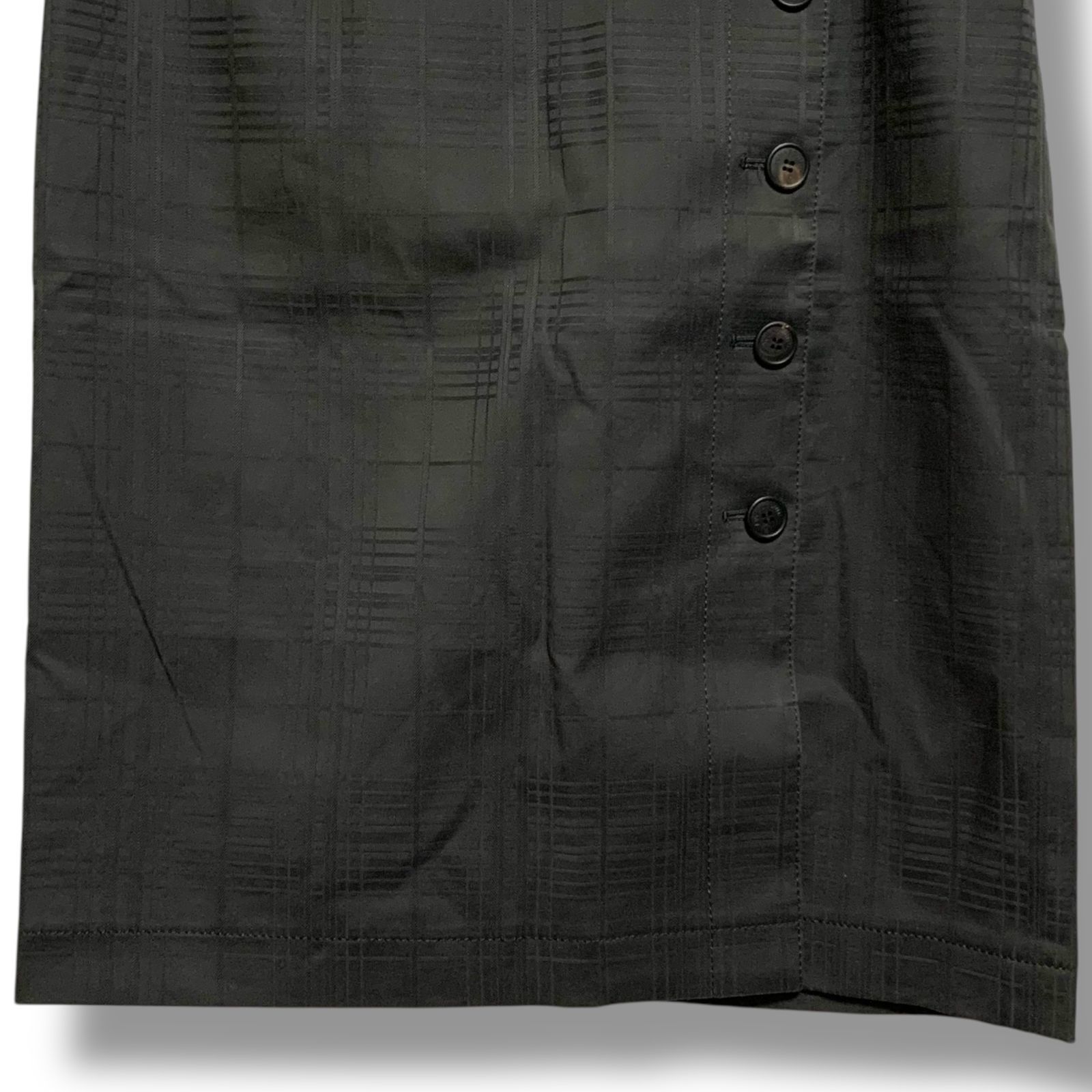 Aquascutum アクアスキュータム ブラック チェック柄 タイトスカート ペンシルスカート 綿85 ポリウレタン キュプラ 8F Mサイズ相当 レディース エレガント 001081H GULLKHAN_COM