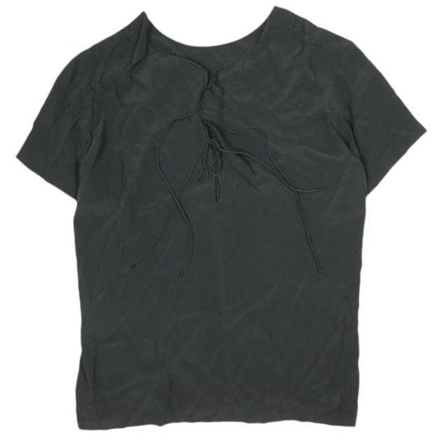 新品 N°21 ヌメロヴェントゥーノ 23SS シルクミックス レースアップブラウストップス 23SW-G062-5111 38 BLACK 半袖 シャツ 定価64900円 新品 N°21 ヌメロヴェントゥーノ 23SS イタリア製 シルクミックス