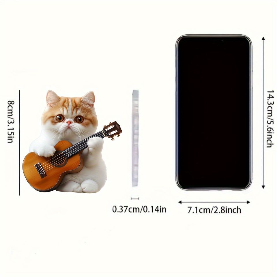 キーホルダー おもしろ 子猫 ギター 平面 2D アクリル 8cm 音楽家 ねこ
