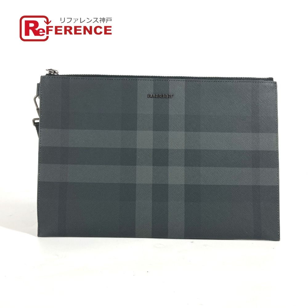 BURBERRY バーバリー クラッチバッグ チェック ロゴ PVC⁄レザー