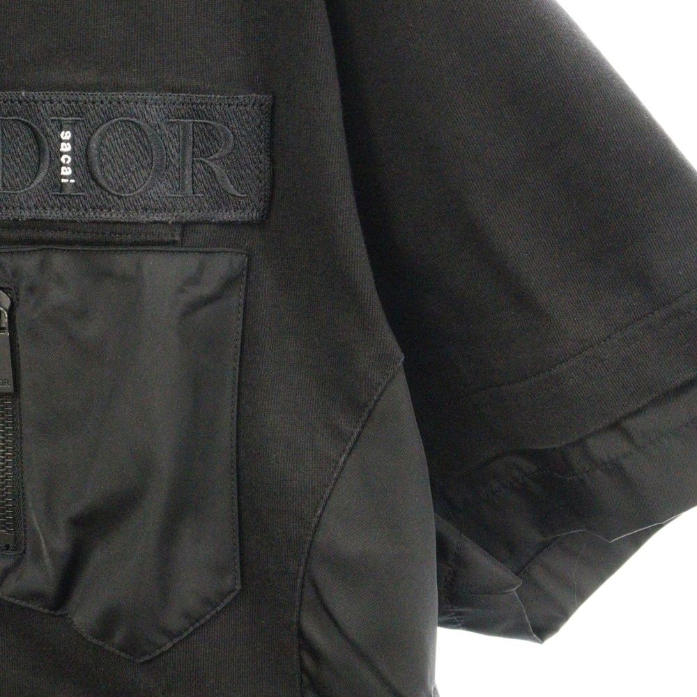 DIOR (ディオール) 21AW ×sacai Docking Over Shirt サカイ ナイロン切り替え ドッキング ロングスリーブ 半袖 Tシャツ カットソー ブラック 213J669A0554 - メルカリ