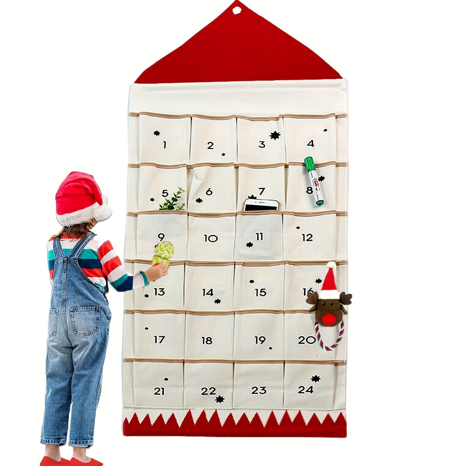 木製 24日間のカレンダー キャンディーオーガナイザー 収納引き出し付き トナカイパターン 詰め替え可能 ホーム クリスマス 卓上 デスクト アドベントカレンダー 木製 24日間 カウントダウン カレンダー
