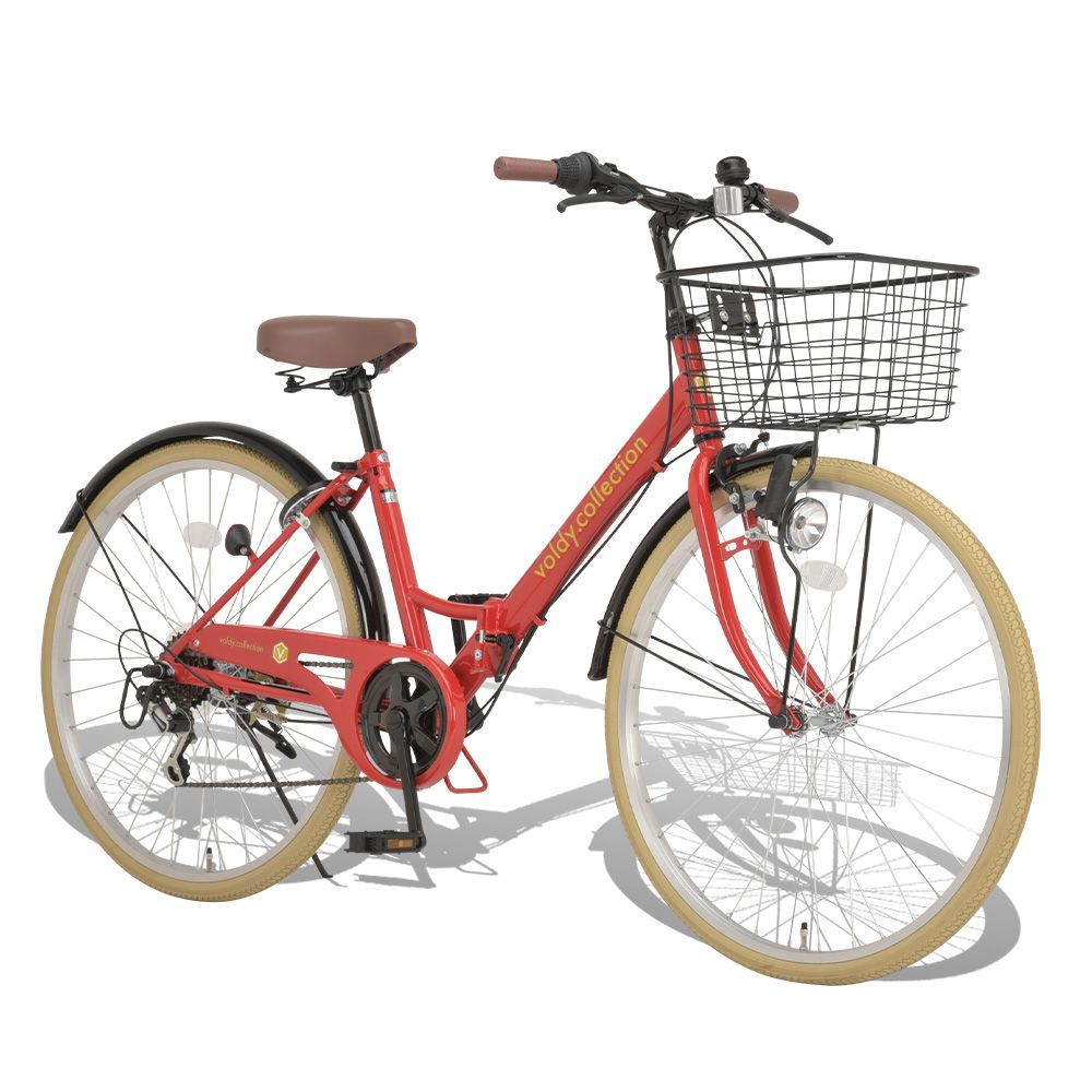 自転車 ママチャリ 折り畳み自転車 26インチ シマノ製6段変速 VFC