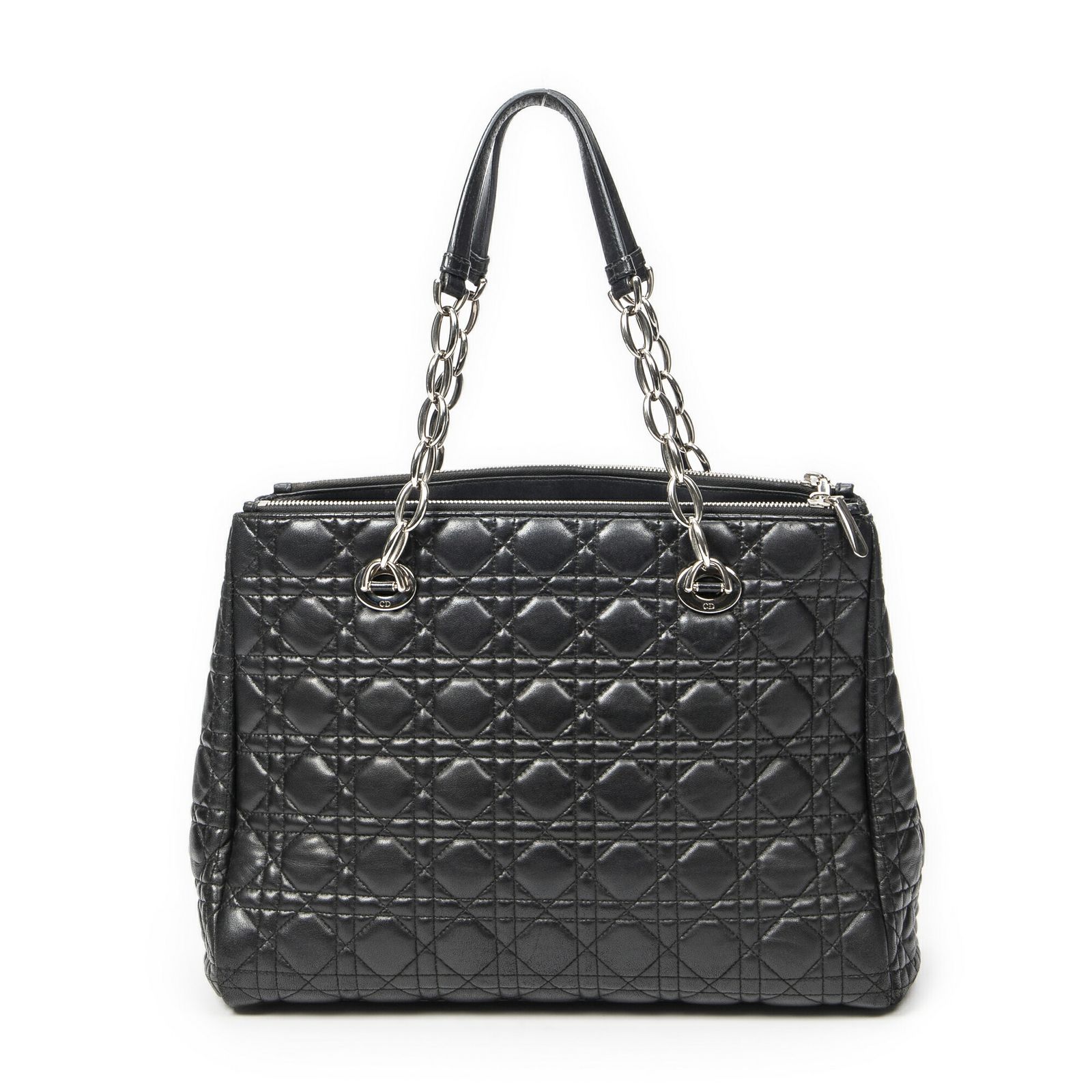 ディオールソフトショッピングトート黒カナージラムスキンレザーA