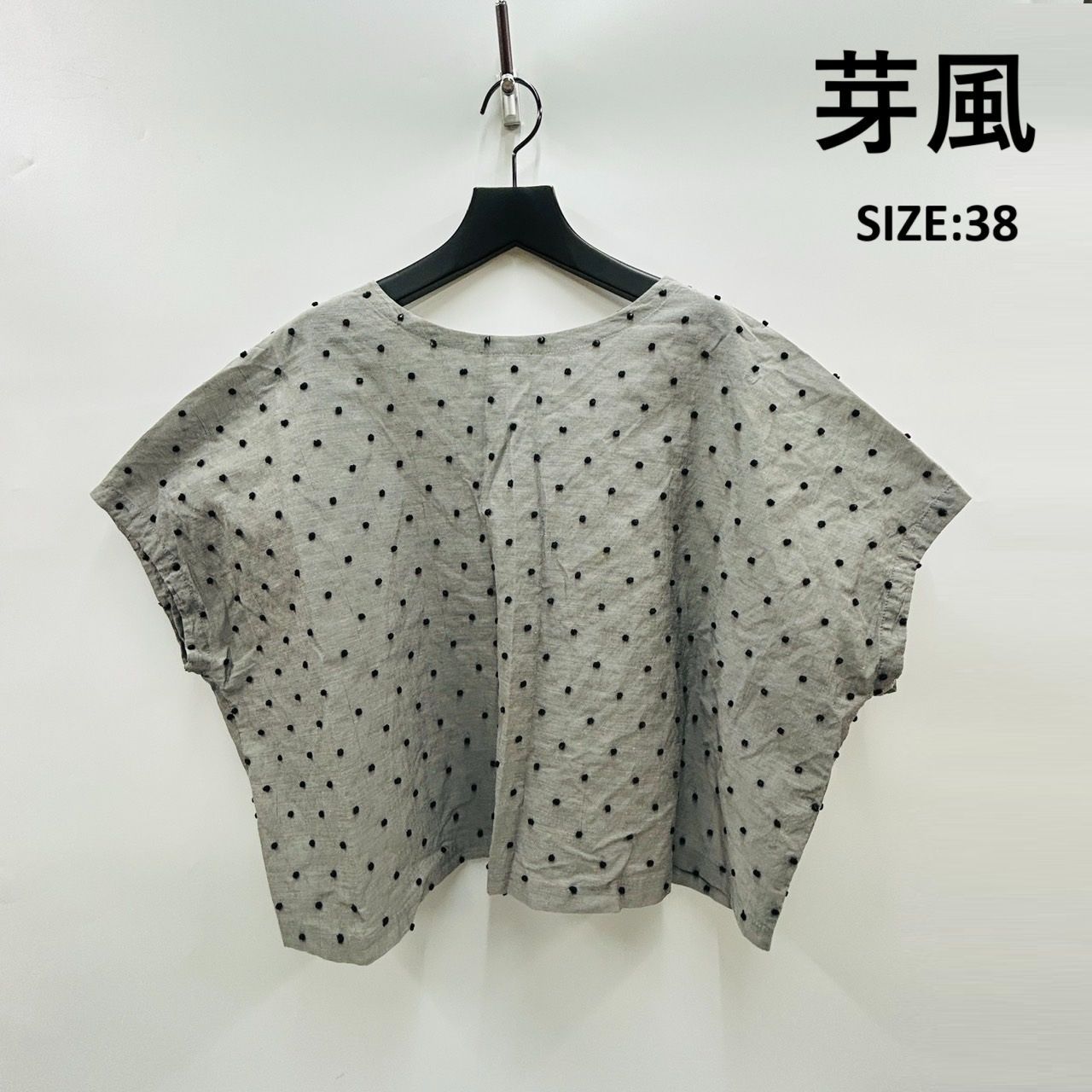 美品　芽風　センソユニコ 半袖トップス グレー　38 芽風 【38】グレー ブラウス トップス 半袖 日本製 センソユニコ