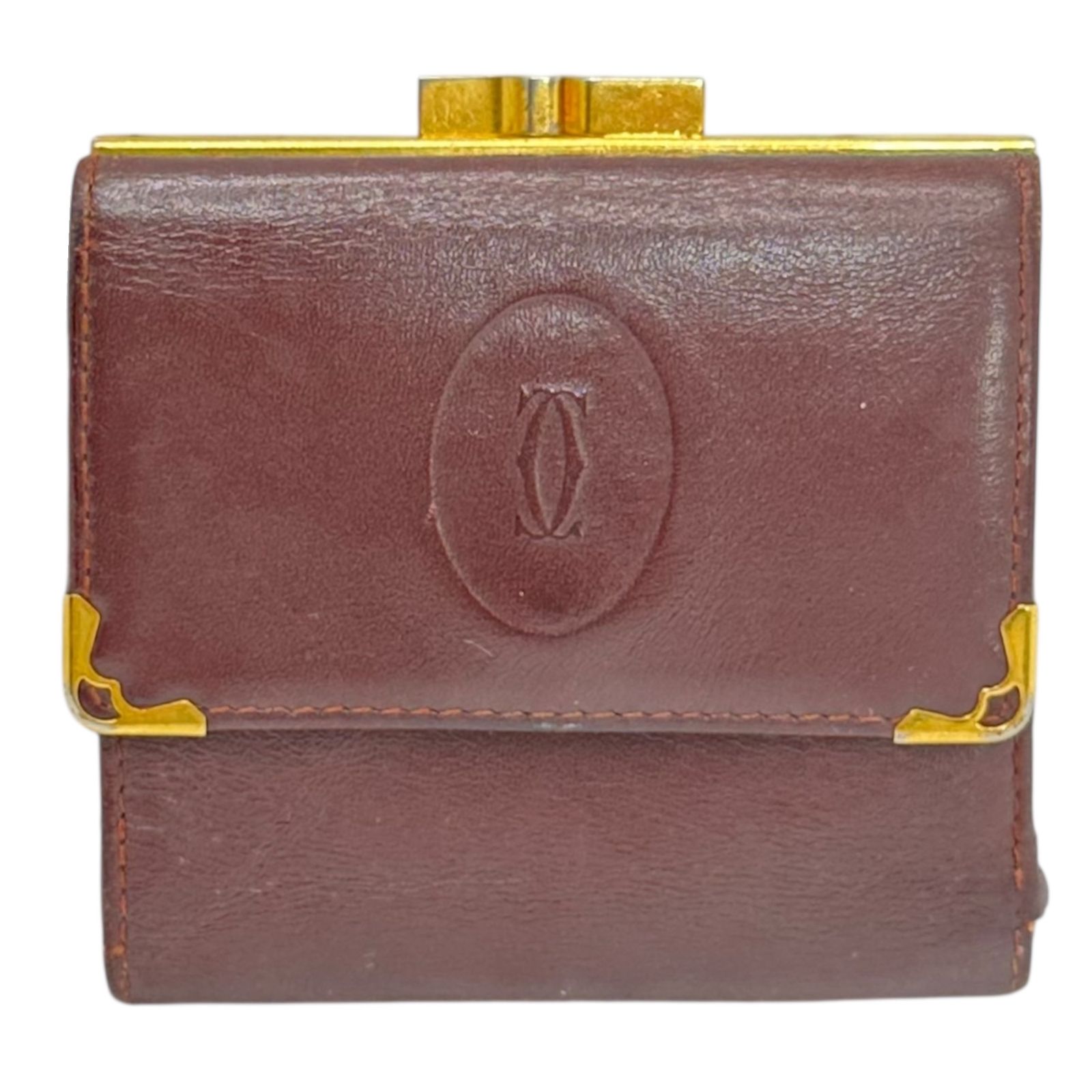 極美品　Cartier カルティエ　折り財布　三つ折り　マストライン　ボルドー Cartier（カルティエ） マストライン 三つ折り財布 札入れ コンパクト