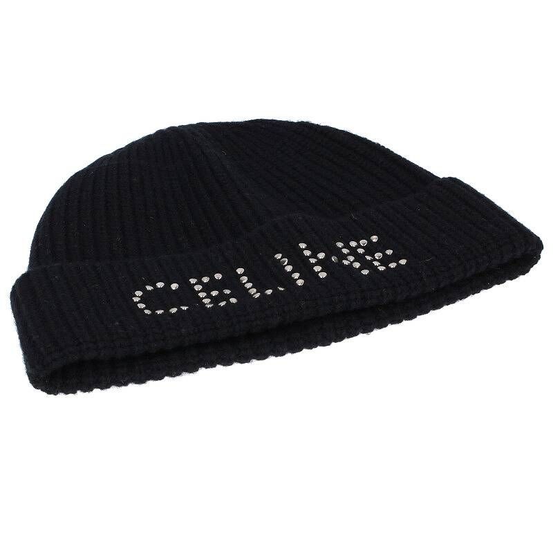 セリーヌバイエディスリマン 2A42W536Q スタッズロゴビーニーニット帽