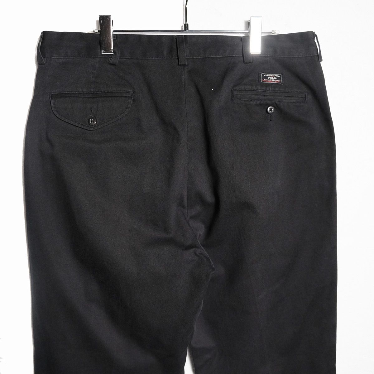 90s ポロチノ ２タック チノ パンツ ブラック 30×30 VINTAGE 90's 00's ポロラルフローレン 2タック コットン チノパンツ 黒 (36×30