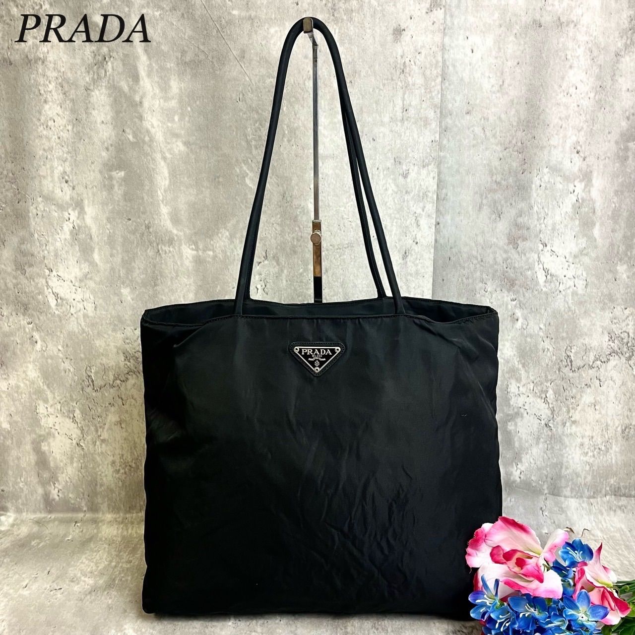 ✨良品✨PRADA プラダ トートバッグ ハンドバッグ 三角ロゴプレート