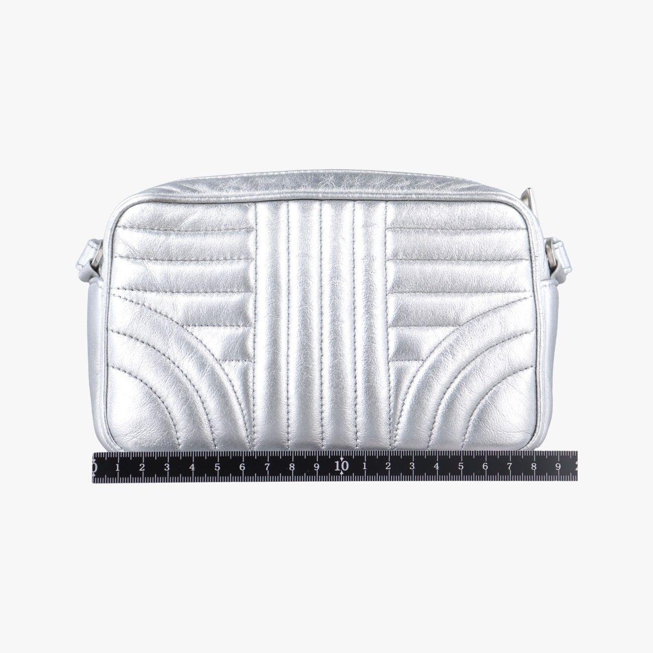 プラダPradaダイアグラムシルバーレザー1BH08431 B