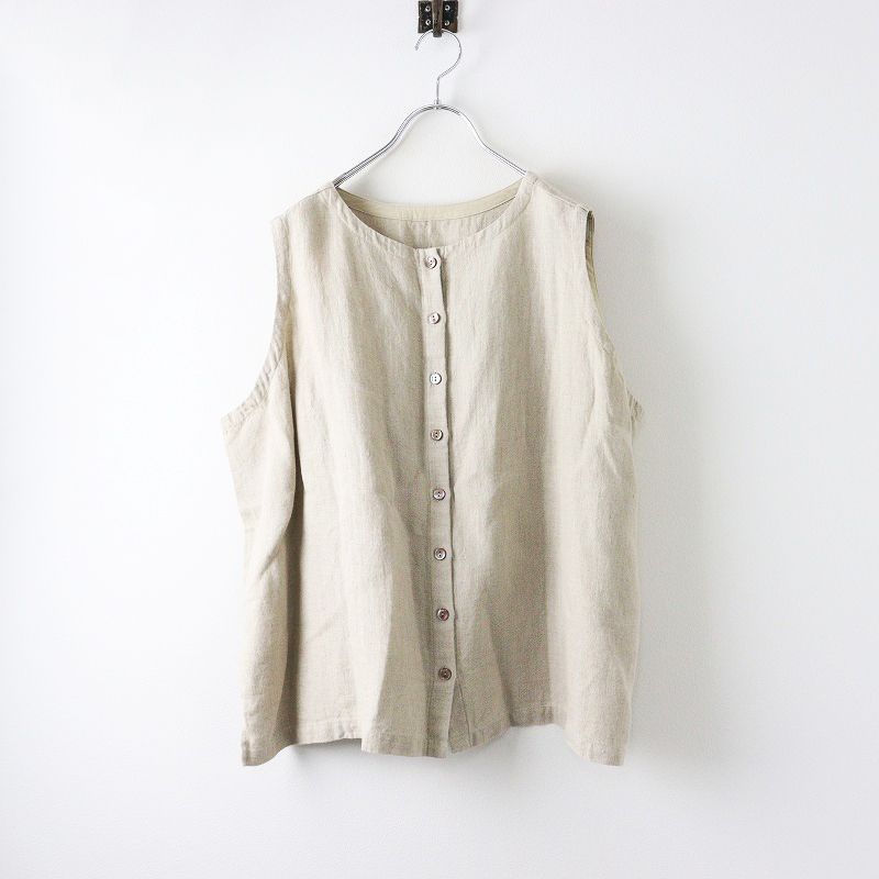 2020AW ネストローブ nest Robe リネンハイスレッドカウントベスト F| ベージュ トップス ジレ ビスチェ 羽織り 麻 2400014396751