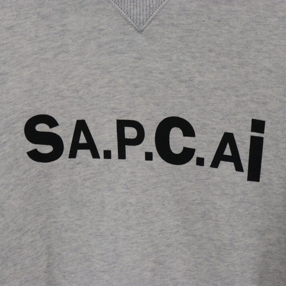 A.P.C (アーペーセー) 21SS ×sacai サカイ サイドジップ プリントプルオーバーパーカー スウェット グレー 21E2-COEON-M27655