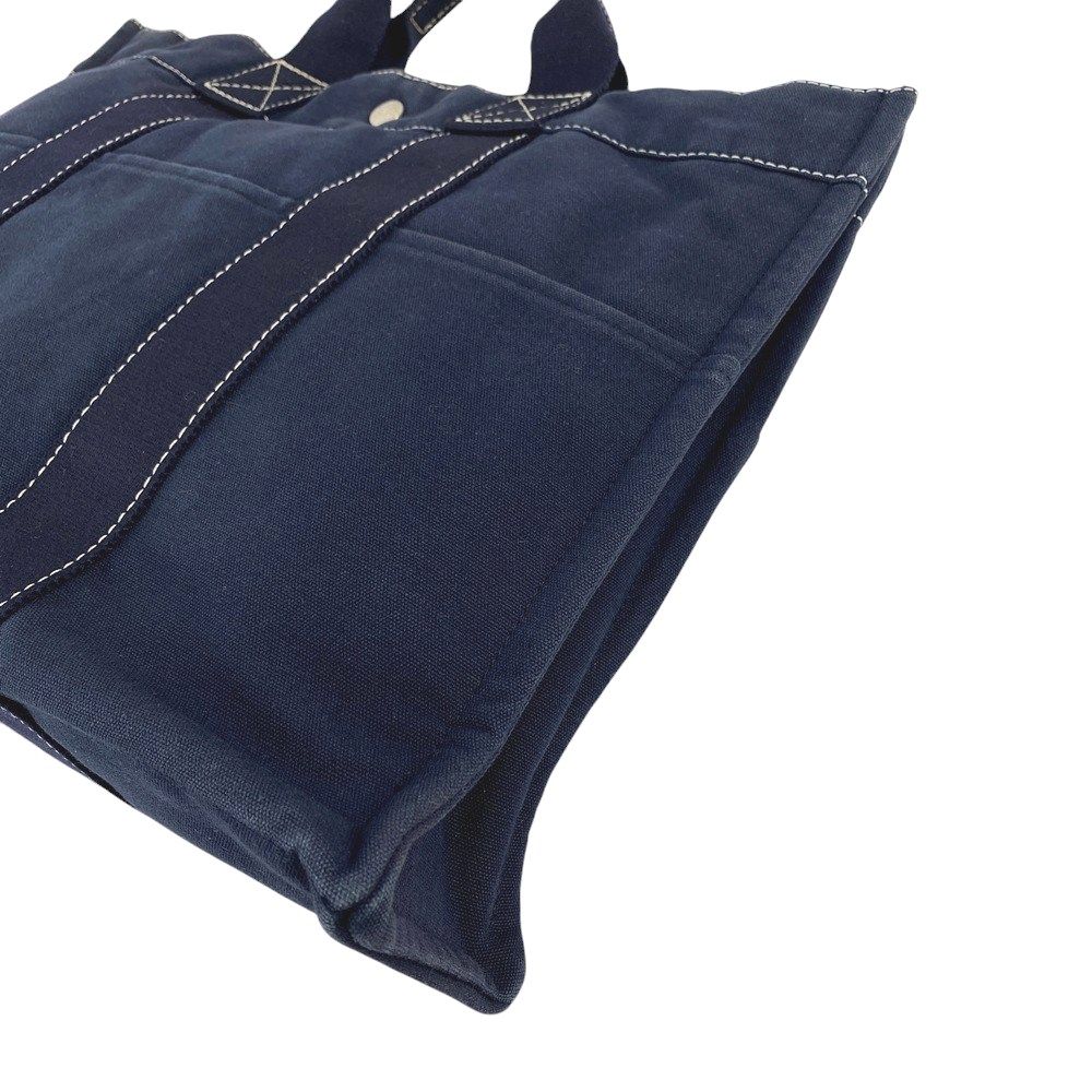 □中古□ エルメス ドーヴィル トート MM バッグ キャンバス ネイビー  