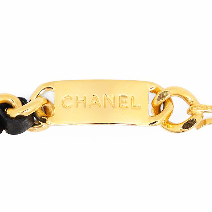 CHANEL シャネル チェーンベルト レザー コンビネーション シグネチャー ロゴ プレート COCOマーク モチーフ チャーム ベルト 小物 メンズ レディース ユニセックス サイズ フリー ブラック ゴールド 黒 金 CHANEL シャネル チェーンベルト レザー コンビネーション