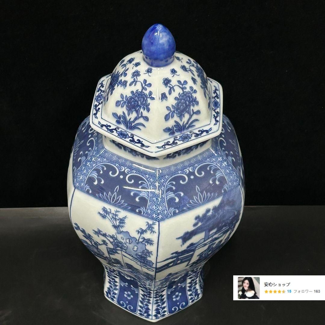 清乾隆青花花?六方将?罐 景徳鎮 陶磁器 装飾品 現代工芸品 美術