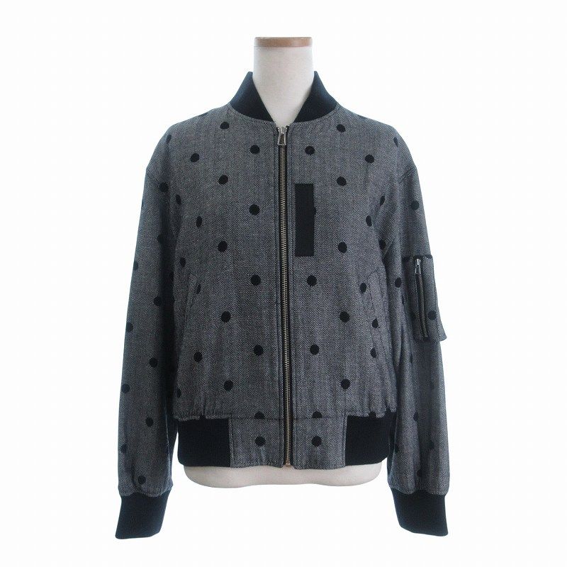 ピーエスポールスミス PS Paul Smith ブルゾン ジャケット ドット柄 ジップアップ 黒 ブラック グレー 40 GY14