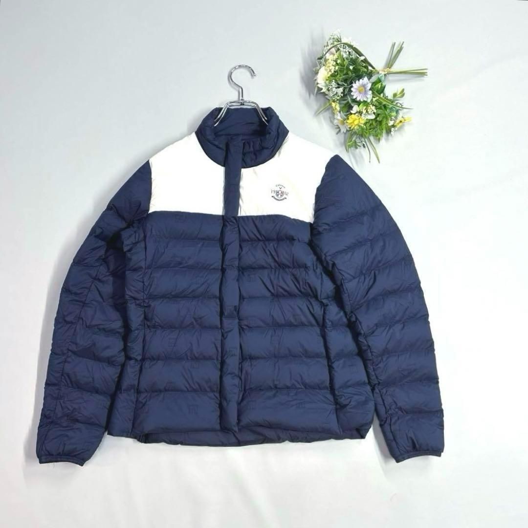 Callaway - 美品❗️キャロウェイ　L ダウンジャケット　ネイビー　総柄　切り替え　バイカラー 美品❗️キャロウェイ L ダウンジャケット ネイビー 総柄