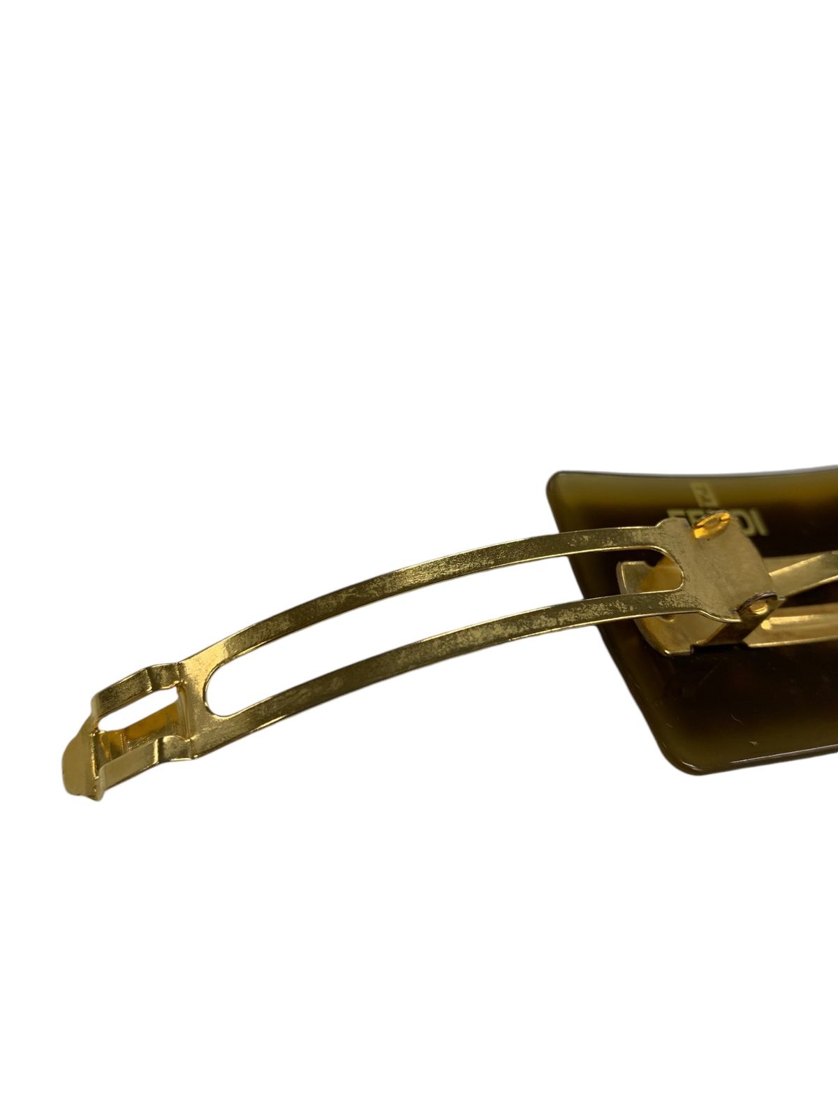 オールド　フェンディ　バレッタ　FFロゴ　べっ甲調　ヘアピン　髪留め　ブラウン オールド フェンディ バレッタ FFロゴ べっ甲調 ヘアピン 髪留め