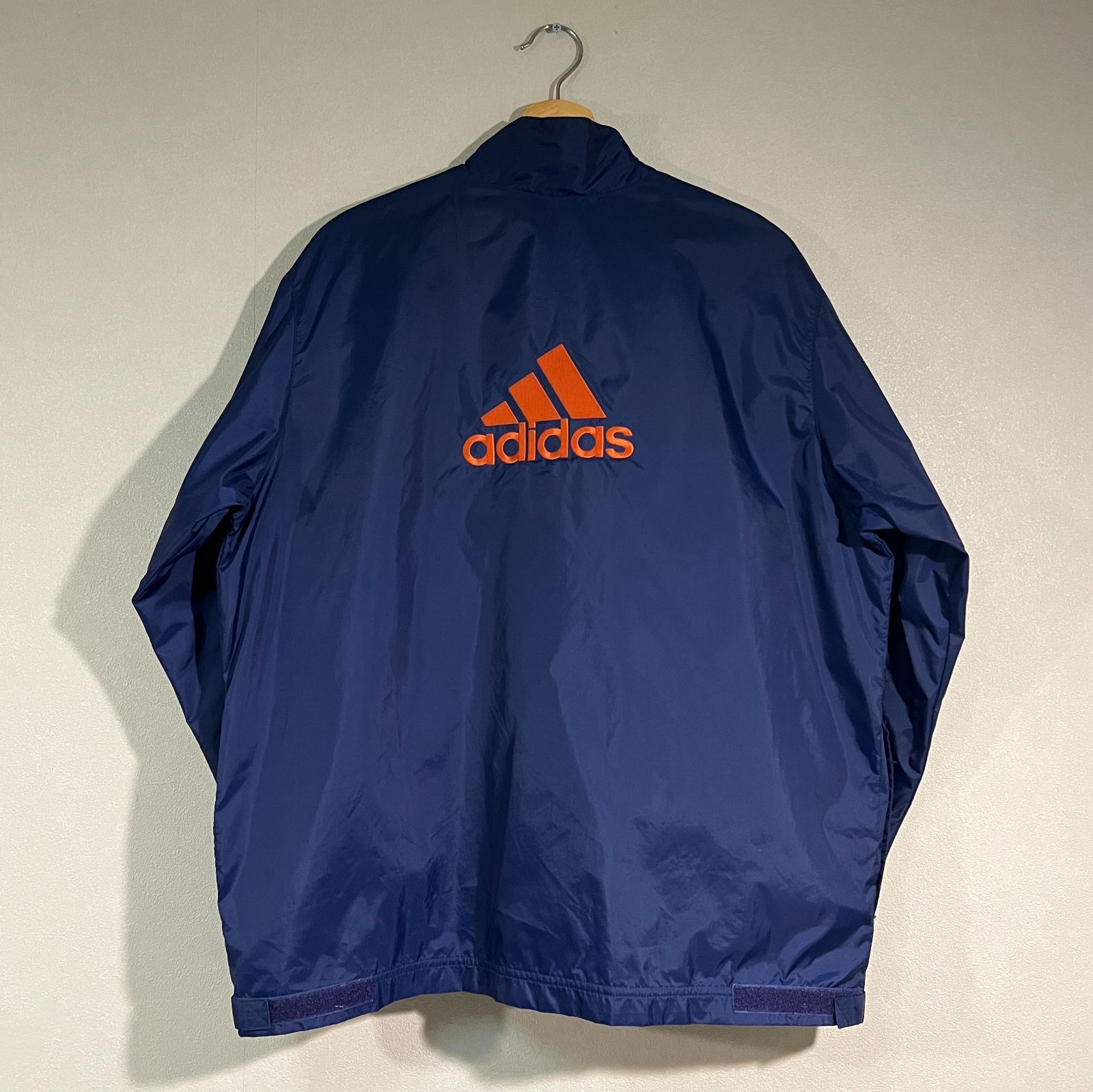 adidas ナイロンジャケット ネイビー×オレンジ サイズBOYSXL(メンズS
