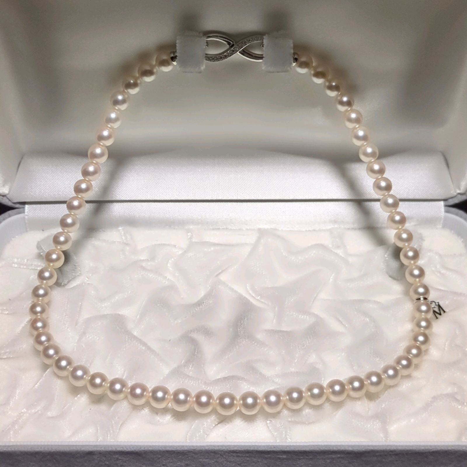 MIKIMOTO】あこや真珠 ネックレス ダイヤ付 Mチャーム付 K18 約 MIKIMOTO】あこや真珠 ネックレス ダイヤ付 Mチャーム付 K18 約
