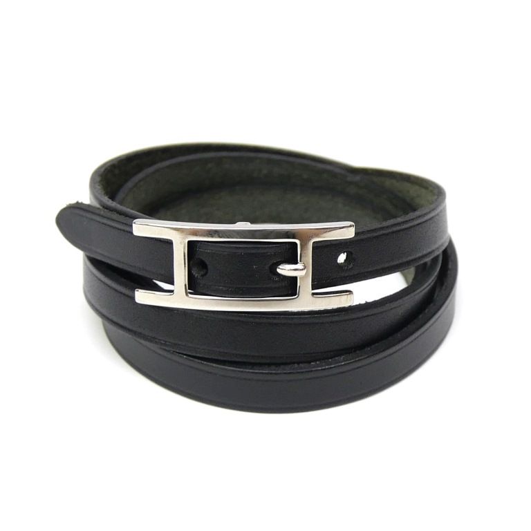 エルメス HERMES アピ ブレスレット □D刻印 レザー 黒 - メルカリ