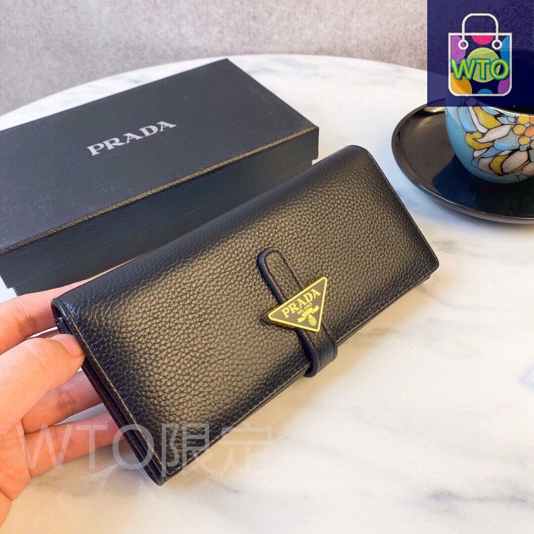 今日特価】Prada バイフォールドウォレット, ブラック, 高級