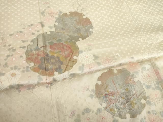 平和屋着物○訪問着 絞り 雪輪重ね花文 金銀彩 正絹 逸品 AABC6134ck