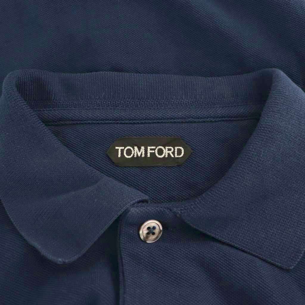 トムフォード TOM FORD 鹿の子ポロシャツ 半袖 コットン 48 紺