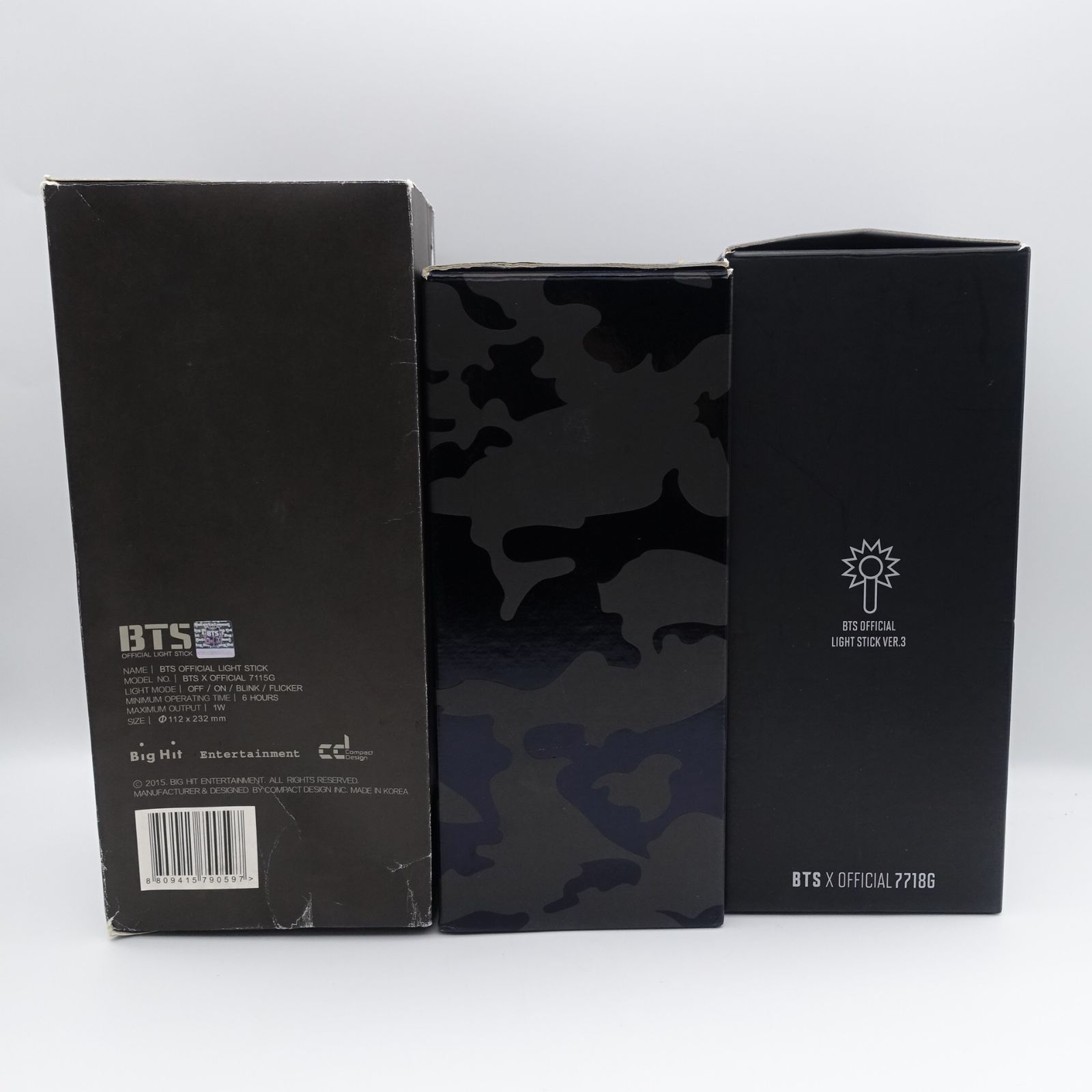 BTS ペンライト 中古品 3本セット アミボム ver1 2 3 外箱 袋