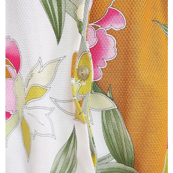 anc レオナール LEONARD ジャケット 11AR 白 オレンジ マルチ 花柄