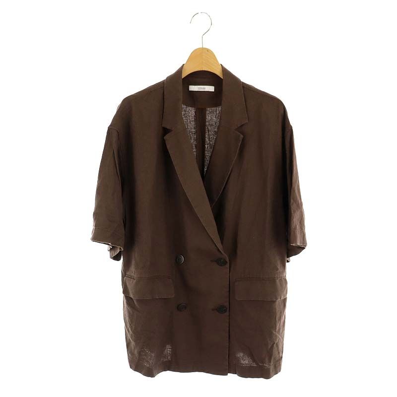 ジャーナルスタンダード レリューム JOURNAL STANDARD relume リネンレーヨンダブルブレストジャケット 七分袖 F 茶 ブラウン /YQ ■OS