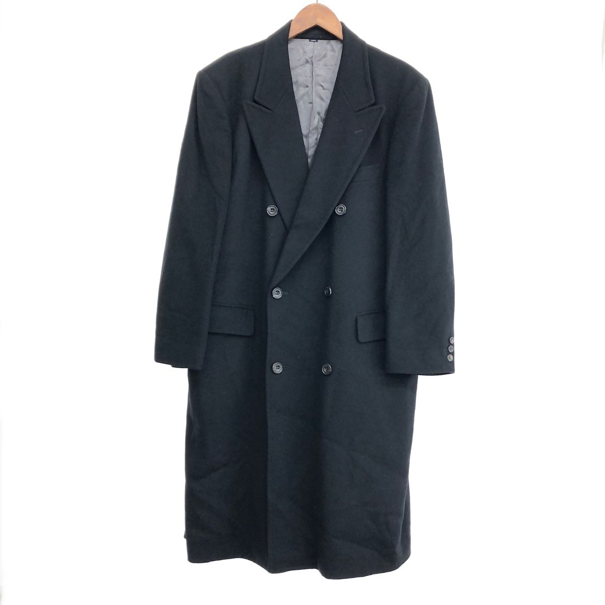 良好 KENNES ケネス カシミヤロング コート サイズ Large ブラック メンズ 243001000247