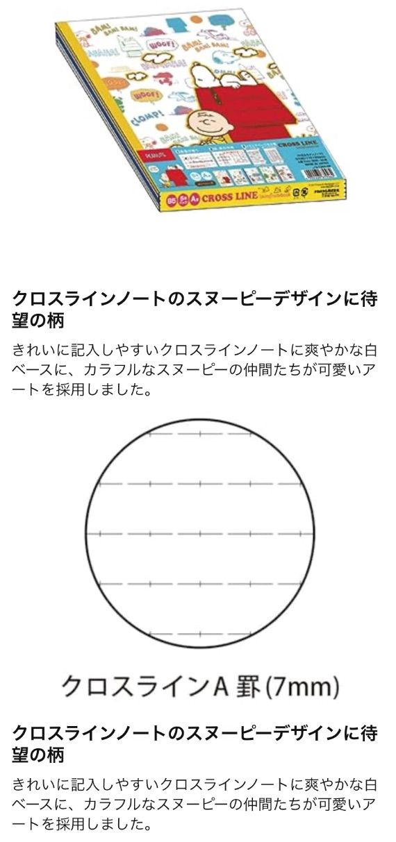 げんき様　専用 ナカバヤシ クロスラインノート B5 A罫5冊パック スヌーピー