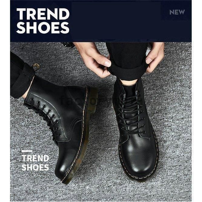 ブーツ メンズ レザー 本革 マーティン 厚底 ハイカット Lace-up chunky sole Martin boots British boots メンズ レース