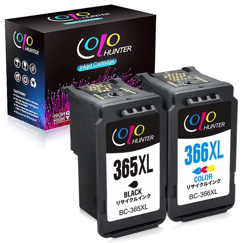 TS3530 残量表示付 対応機種 PIXUS 大容量 365 366 2個セット Canon キャノン 用BC-365XL BC-366XL ブラック カラー Colohunter