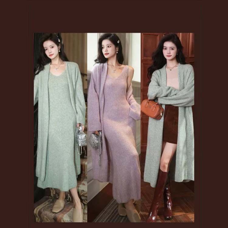 ニット セットアップ ワンピース カーディガン キャミワンピ