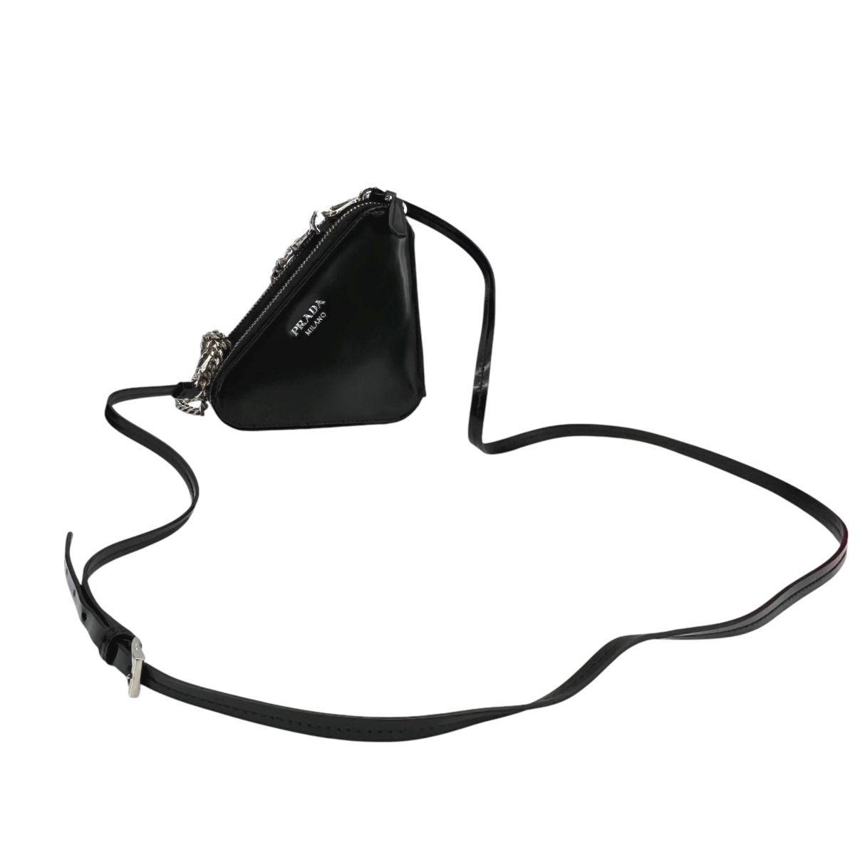 中古】 PRADA プラダ トライアングル ビジュー チェーンポーチ1NR015 