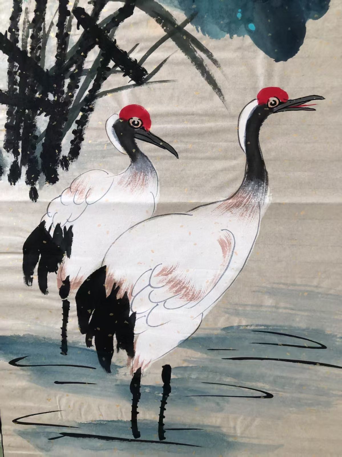 左泉 突き破る 水墨画 山水風景