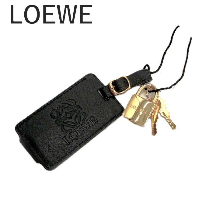 LOEWE ロエベ 鍵付き キーホルダー 南京錠 ae ロエベ LOEWE カデナ シルバー ブラック系 南京錠 パドロック